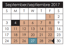 District School Academic Calendar for Hueco Elementary for September 2017