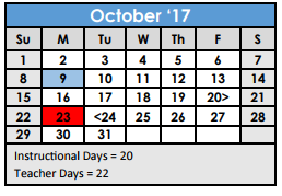 District School Academic Calendar for So San Antonio Career Ed Ctr for October 2017