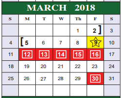 District School Academic Calendar for Ronald E Mcnair Sixth Grade School for March 2018
