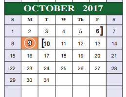 District School Academic Calendar for Francis R Scobee Junior High for October 2017