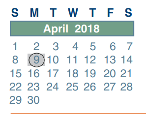 District School Academic Calendar for Twin Creeks Middle School for April 2018
