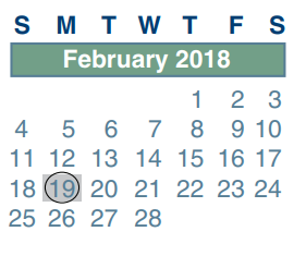 District School Academic Calendar for Dueitt Middle for February 2018