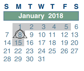 District School Academic Calendar for Deloras E Thompson Elementary for January 2018
