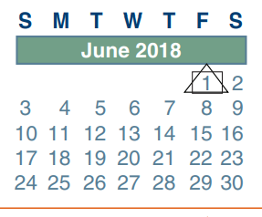 District School Academic Calendar for Ricky C Bailey Middle School for June 2018