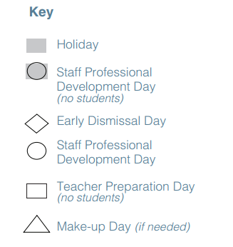 District School Academic Calendar Legend for Donna Lewis Elementary