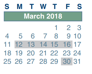 District School Academic Calendar for Spring High School for March 2018