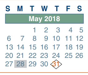 District School Academic Calendar for Ricky C Bailey Middle School for May 2018