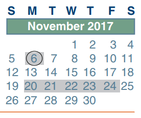 District School Academic Calendar for Ponderosa Elementary School for November 2017