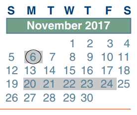 District School Academic Calendar for Sp Ed Contract for November 2017