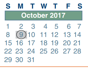District School Academic Calendar for Carl Wunsche Sr H S for October 2017