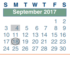 District School Academic Calendar for Andy Dekaney High School for September 2017