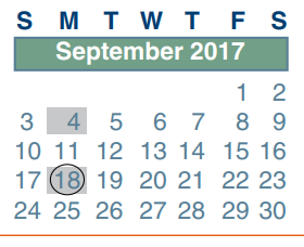 District School Academic Calendar for Ricky C Bailey Middle School for September 2017