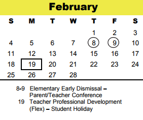 District School Academic Calendar for Spring Branch School Of Choice for February 2018