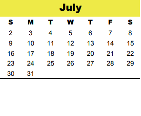 District School Academic Calendar for Bendwood School for July 2017