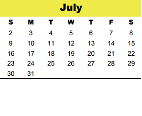 District School Academic Calendar for Hollibrook Elementary for July 2017