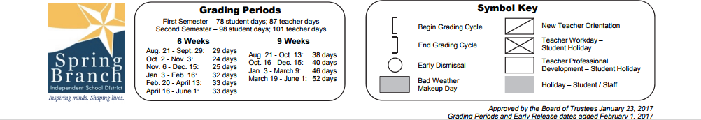 District School Academic Calendar Key for The Wildcat Way School