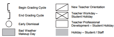 District School Academic Calendar Legend for Hollibrook Elementary