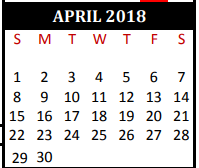 District School Academic Calendar for Tomball J J A E P Campus for April 2018