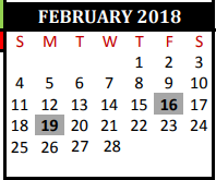 District School Academic Calendar for Decker Prairie Elementary for February 2018
