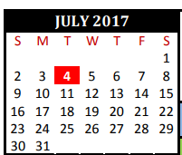 District School Academic Calendar for Tomball Elementary for July 2017