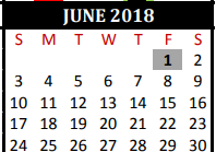 District School Academic Calendar for Tomball Elementary for June 2018
