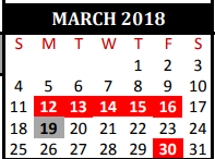 District School Academic Calendar for Tomball Alternative Education Cent for March 2018