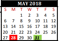 District School Academic Calendar for Willow Creek Elementary for May 2018
