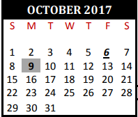 District School Academic Calendar for Beckendorf Intermediate for October 2017