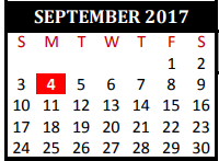 District School Academic Calendar for Tomball J J A E P Campus for September 2017