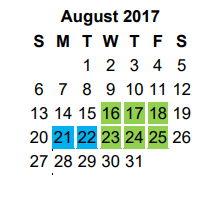 District School Academic Calendar for Dogan Middle for August 2017