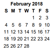 District School Academic Calendar for Stewart Middle School for February 2018