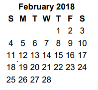 District School Academic Calendar for Ramey Elementary for February 2018