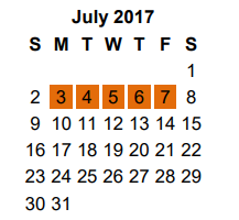 District School Academic Calendar for Birdwell Elementary for July 2017