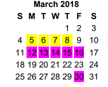 District School Academic Calendar for Moore Mst Magnet School for March 2018