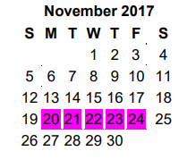 District School Academic Calendar for Griffin Elementary for November 2017