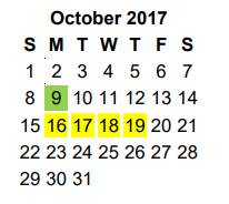 District School Academic Calendar for Jim Plyler Instructional Complex for October 2017