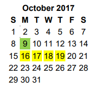 District School Academic Calendar for Alvin V Anderson Educational Compl for October 2017