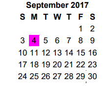 District School Academic Calendar for Griffin Elementary for September 2017