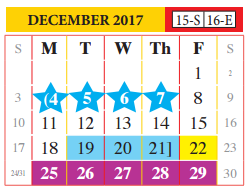 District School Academic Calendar for United Step Academy for December 2017