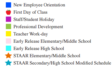 District School Academic Calendar Legend for Gutierrez Elementary