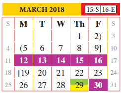 District School Academic Calendar for Clark Elementary for March 2018