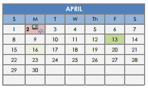 District School Academic Calendar for Bell's Hill Elementary School for April 2018