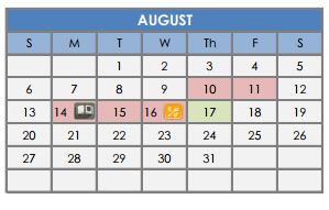 District School Academic Calendar for Cedar Ridge Elementary School for August 2017