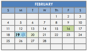 District School Academic Calendar for Kendrick Elementary School for February 2018