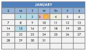 District School Academic Calendar for University High School for January 2018
