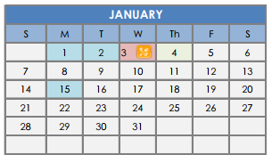 District School Academic Calendar for Cedar Ridge Elementary School for January 2018