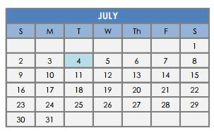 District School Academic Calendar for Doris Miller Elementary for July 2017
