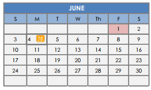 District School Academic Calendar for Sul Ross Elementary School for June 2018