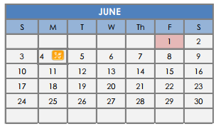 District School Academic Calendar for Trinity Lutheran Sch for June 2018