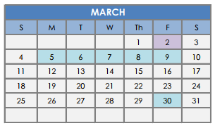 District School Academic Calendar for Lake Waco Montessori Magnet for March 2018